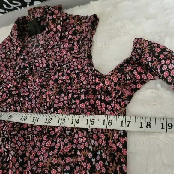 Paige Top Shirt Womens Size XS Silk Ditsy Floral Boho Romantic Long Sleeve - Picture 4 of 7